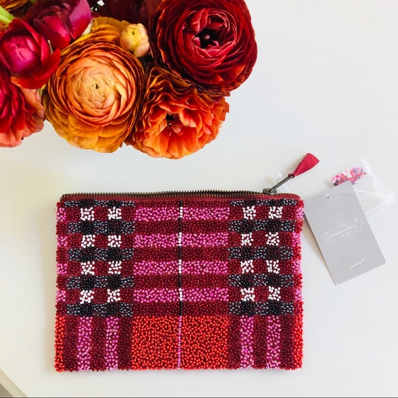 Anthropologie Handbags - Anthro Plaid Beaded Clutch Waltet